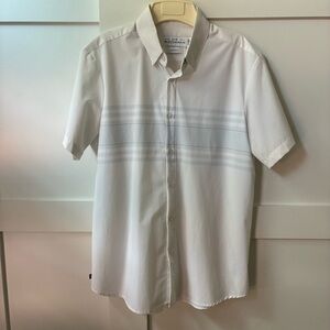 Mizzen+Main White Short Sleeve Button Down Shirt, men Large